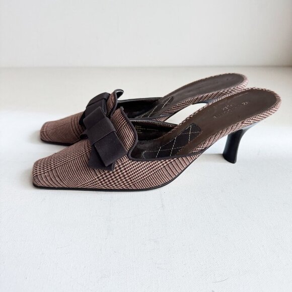 Liz Claiborne Plaid Bow Detail Kitten Heel Slides 8.5 - Picture 6 of 10
